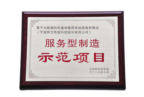 基于大数据的称重物联网系统服务新模式，荣获工信部“服务型制造示范项目”